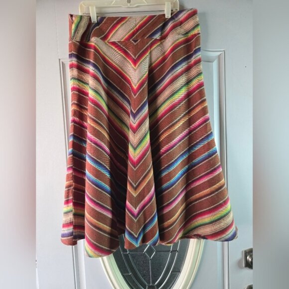Vintage Ralph Lauren Linen Southwestern Chevron Pattern Midi Skirt~ Plus Size 16 - Picture 1 of 4